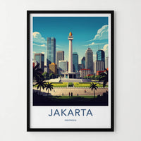 Jakarta Poster - Indonesia Art Print - Monument City Sky Gift