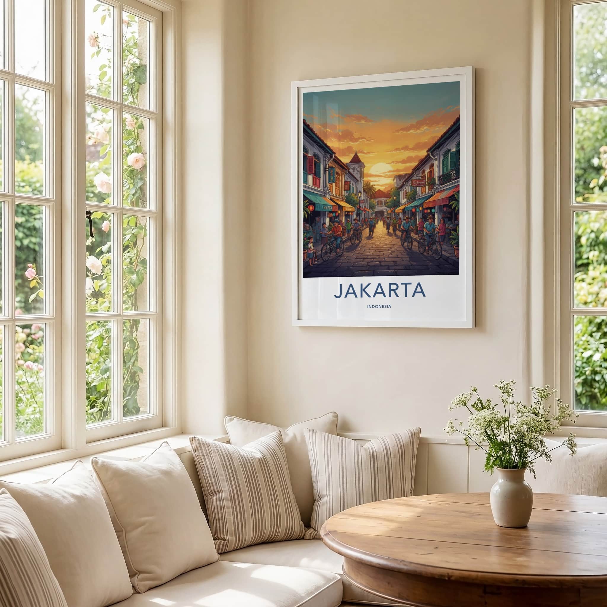 Jakarta Poster - Indonesia Travel Art - Bustling Street Sunset Home Decor