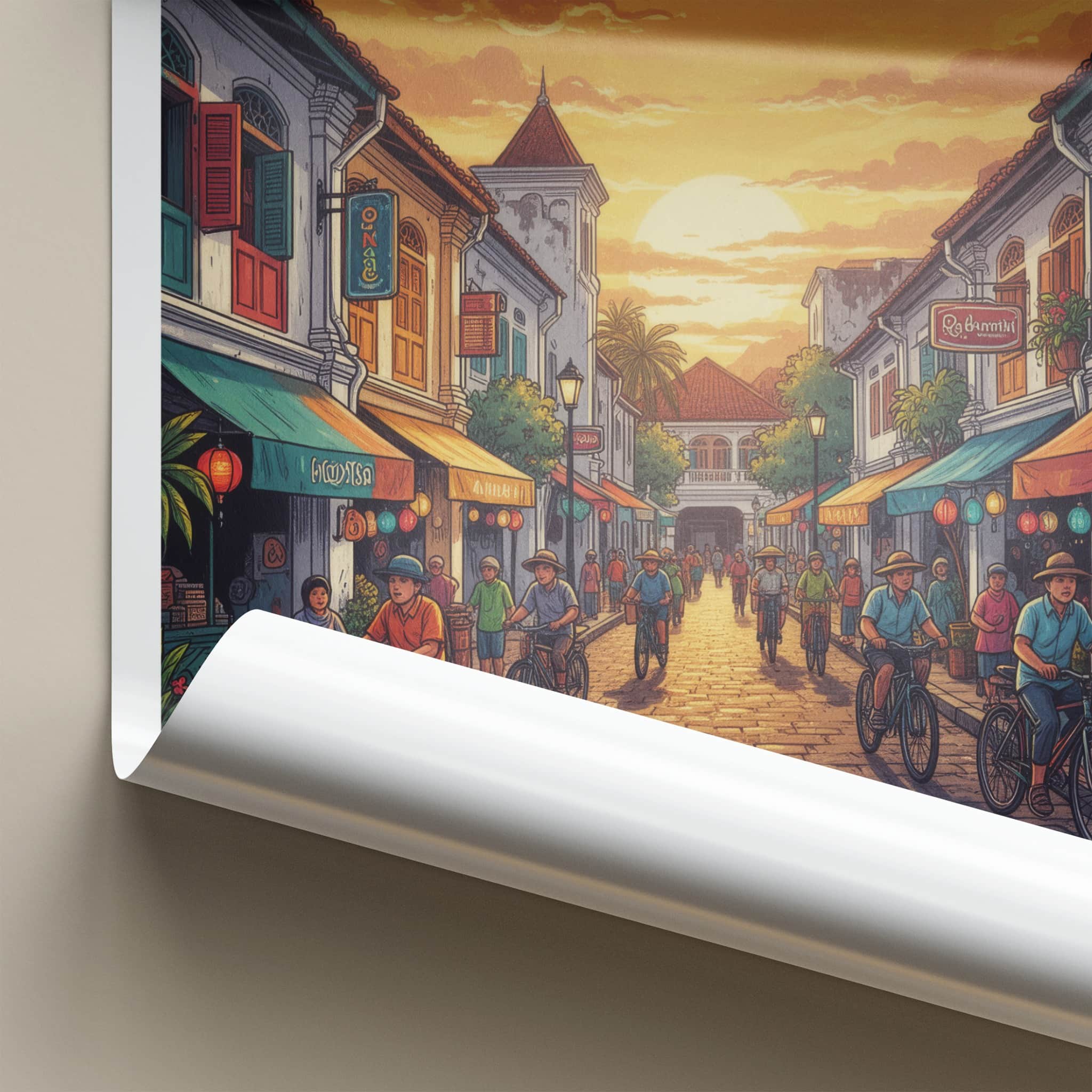 Jakarta Poster - Indonesia Travel Art - Bustling Street Sunset Home Decor
