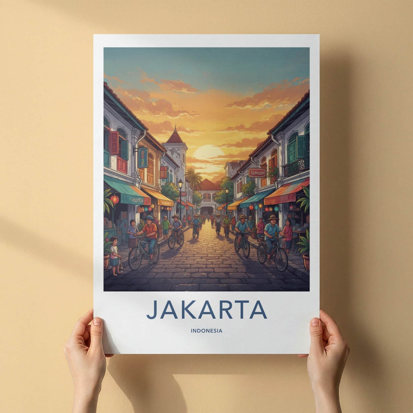 Jakarta Poster - Indonesia Travel Art - Bustling Street Sunset Home Decor