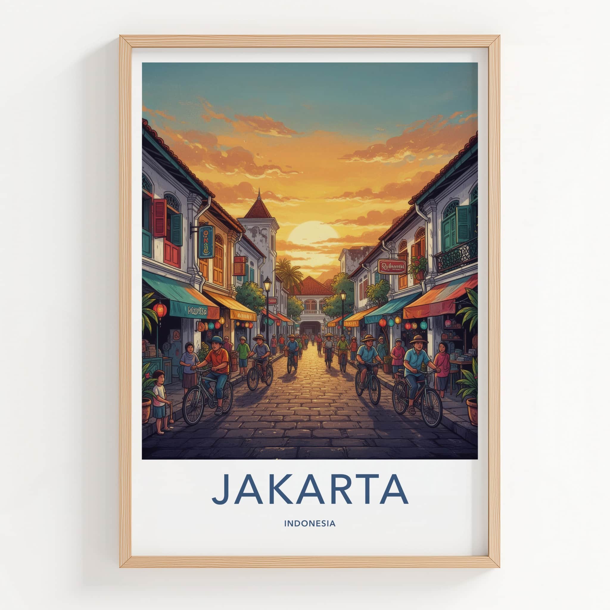Jakarta Poster - Indonesia Travel Art - Bustling Street Sunset Home Decor