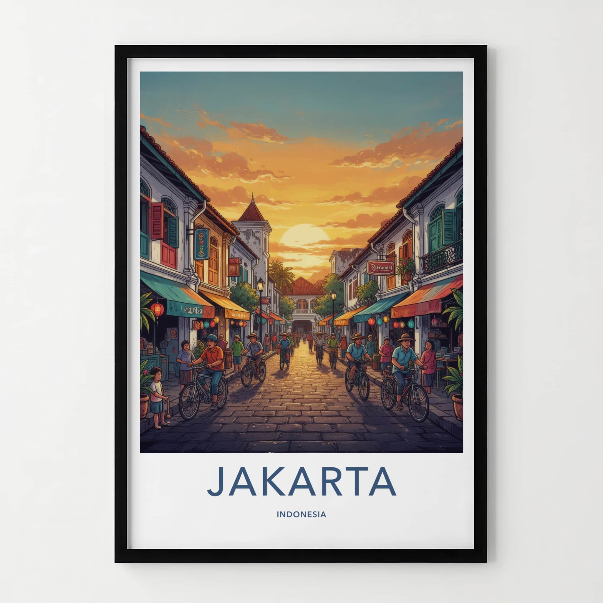 Jakarta Poster - Indonesia Travel Art - Bustling Street Sunset Home Decor