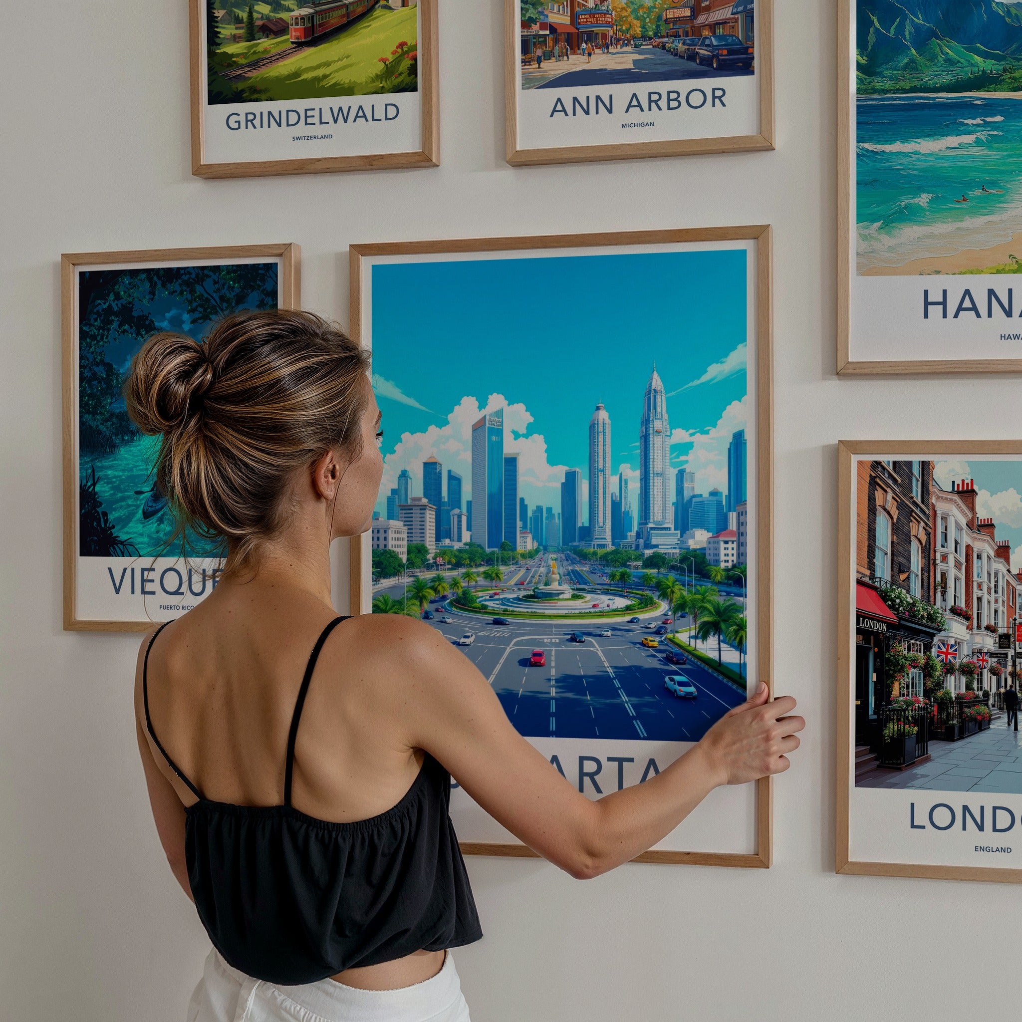 Jakarta Poster - Indonesia Travel Art - Bustling Urban Panorama Home Decor