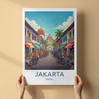 Jakarta Poster - Indonesia Travel Art - Colorful City Street Home Decor