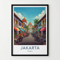Jakarta Poster - Indonesia Travel Art - Colorful City Street Home Decor