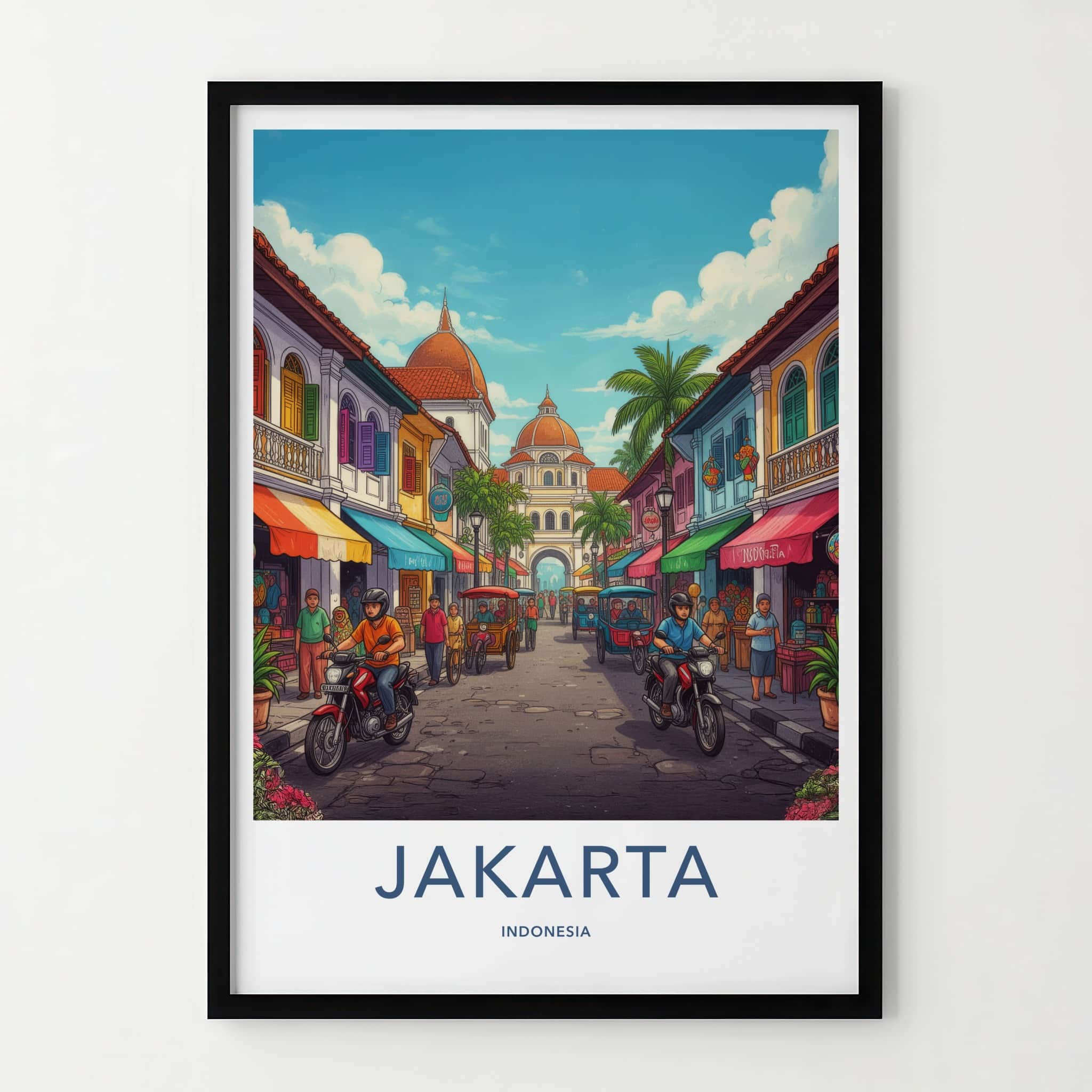 Jakarta Poster - Indonesia Travel Art - Colorful City Street Home Decor