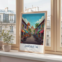 Jakarta Poster - Indonesia Travel Art - Colorful City Street Home Decor