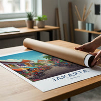 Jakarta Poster - Indonesia Travel Art - Colorful City Street Home Decor