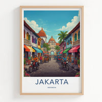 Jakarta Poster - Indonesia Travel Art - Colorful City Street Home Decor