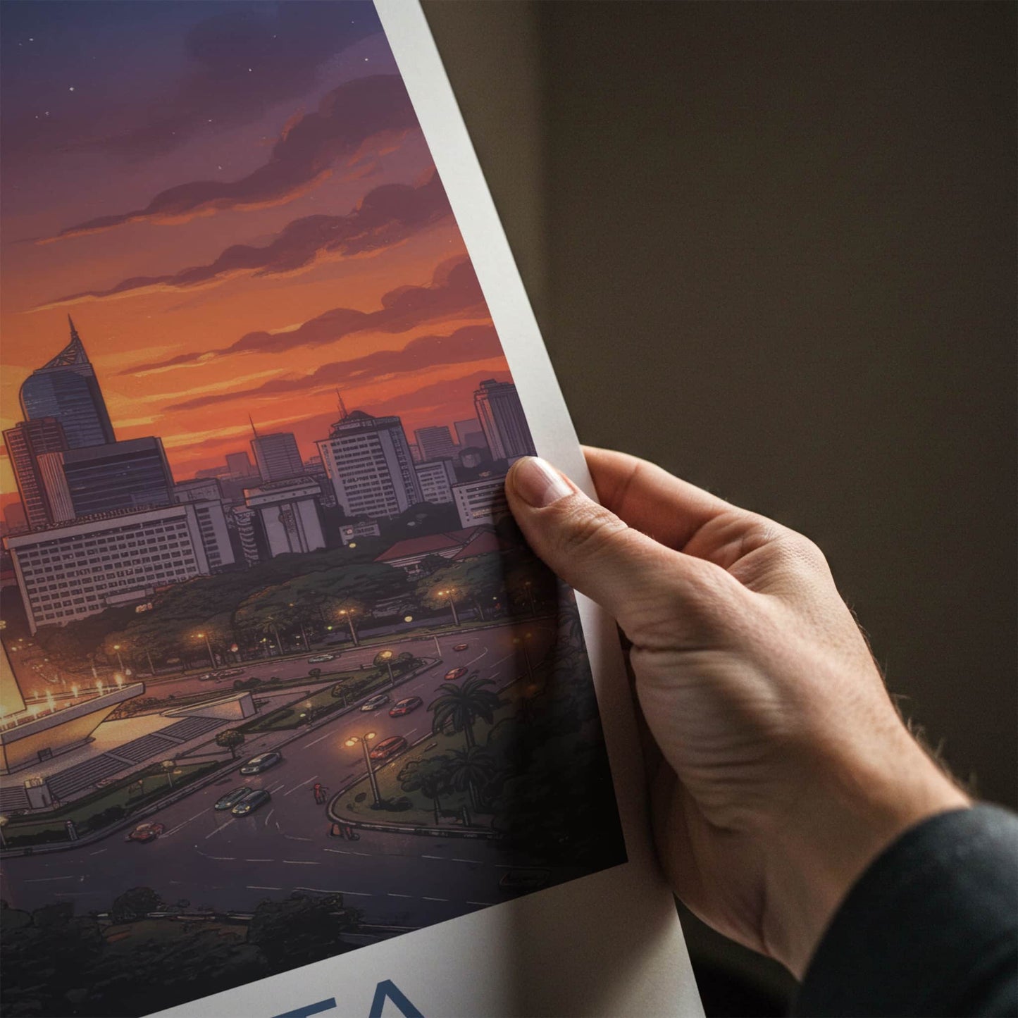 Jakarta Poster - Indonesia Travel Art - Monas Tower Sunset Home Decor