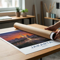 Jakarta Poster - Indonesia Travel Art - Monument City Sunset Home Decor
