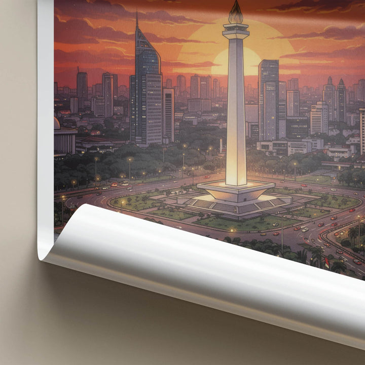 Jakarta Poster - Indonesia Travel Art - Monumental City View Wall Decor