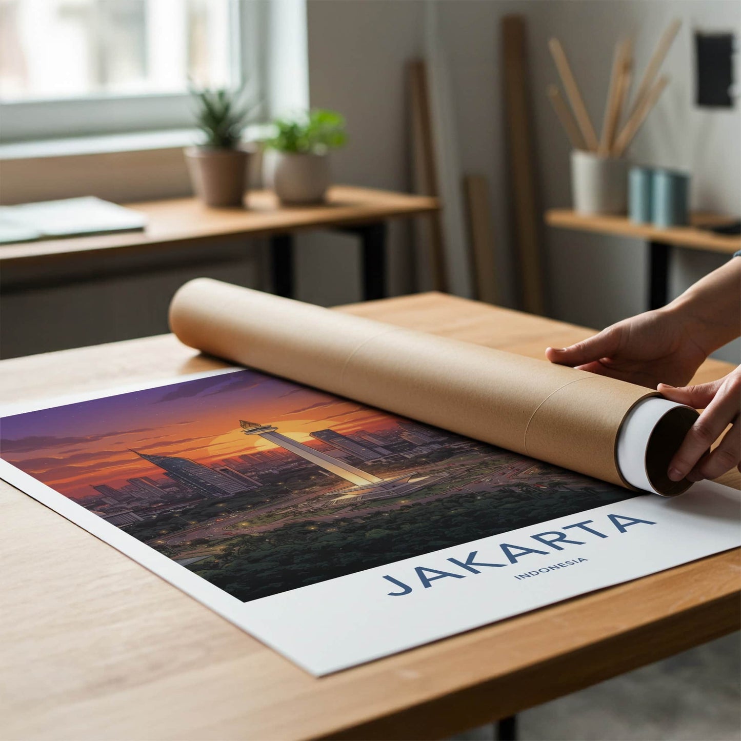 Jakarta Poster - Indonesia Travel Art - Monumental City View Wall Decor