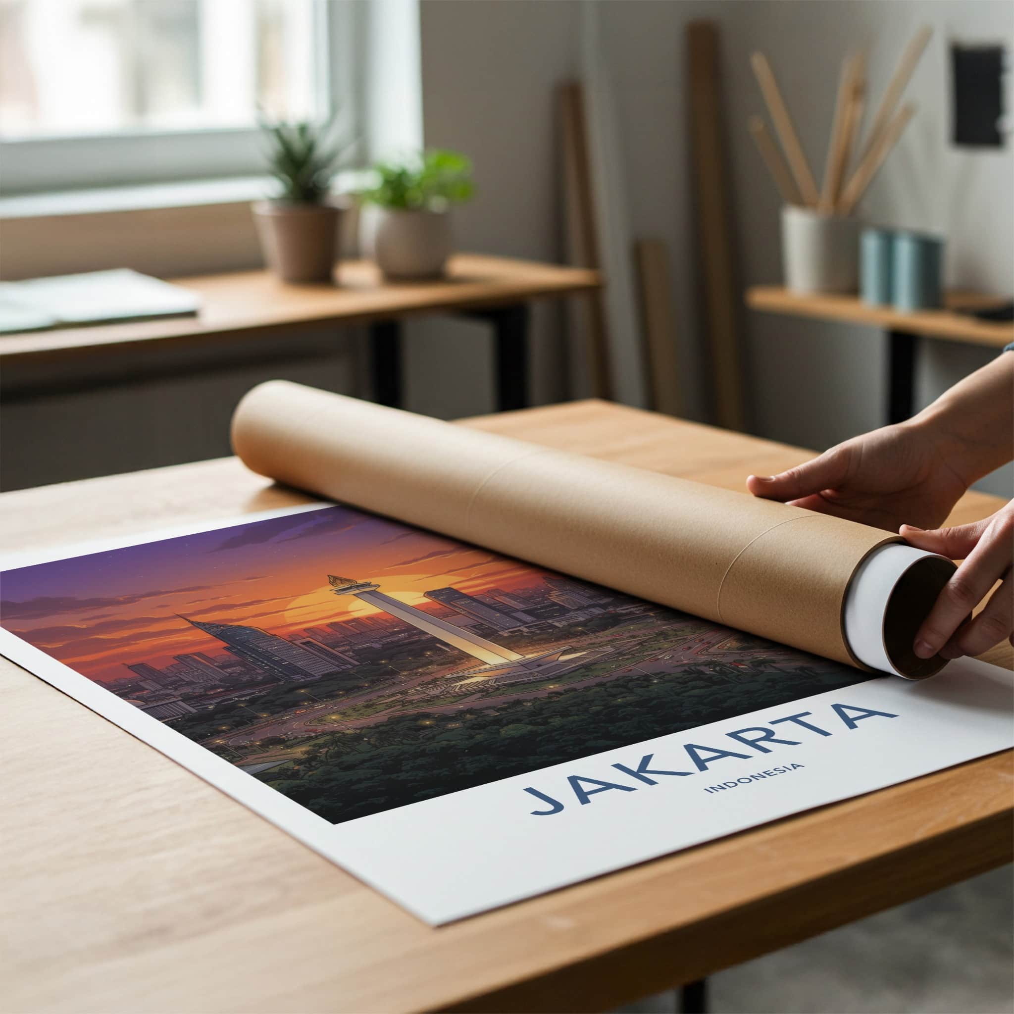 Jakarta Poster - Indonesia Travel Art - Monumental City View Wall Decor