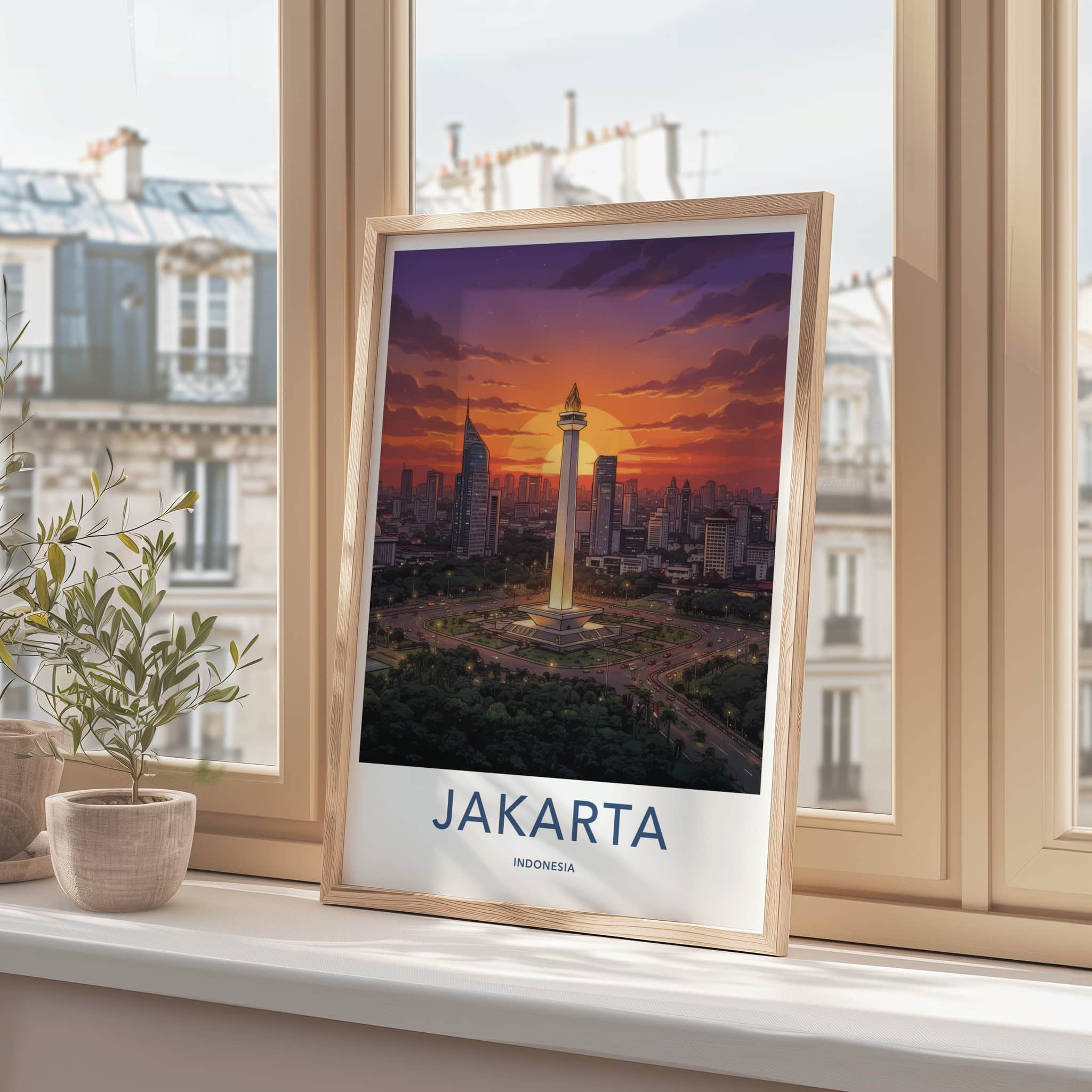Jakarta Poster - Indonesia Travel Art - Monumental City View Wall Decor