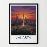 Jakarta Poster - Indonesia Travel Art - Monumental City View Wall Decor