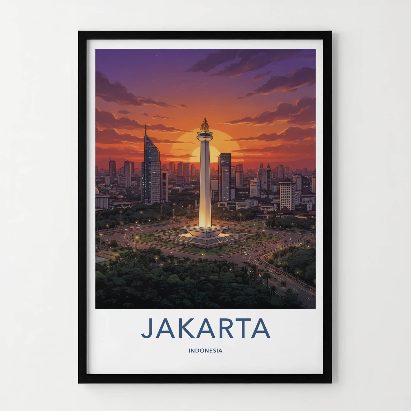 Jakarta Poster - Indonesia Travel Art - Monumental City View Wall Decor