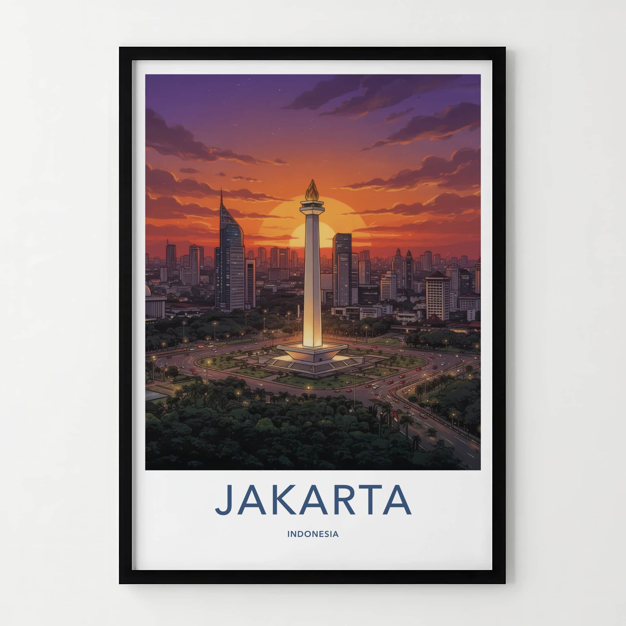 Jakarta Poster - Indonesia Travel Art - Monumental City View Wall Decor