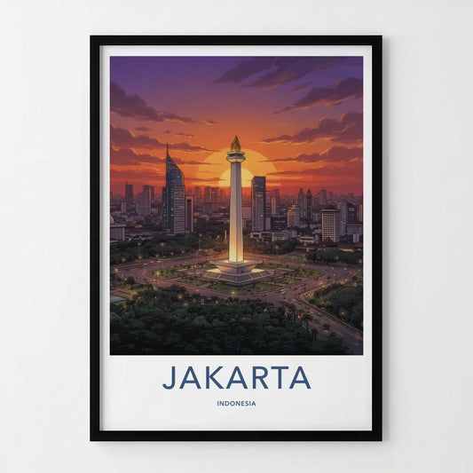 Jakarta Poster - Indonesia Travel Art - Monumental City View Wall Decor