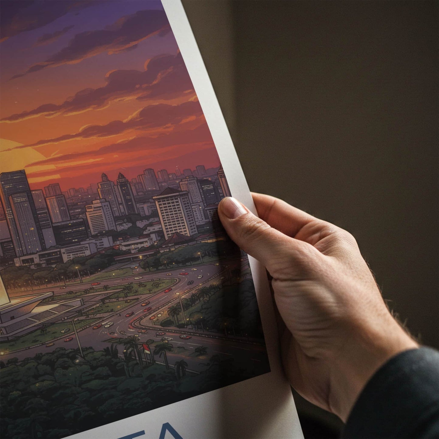 Jakarta Poster - Indonesia Travel Art - Monumental City View Wall Decor