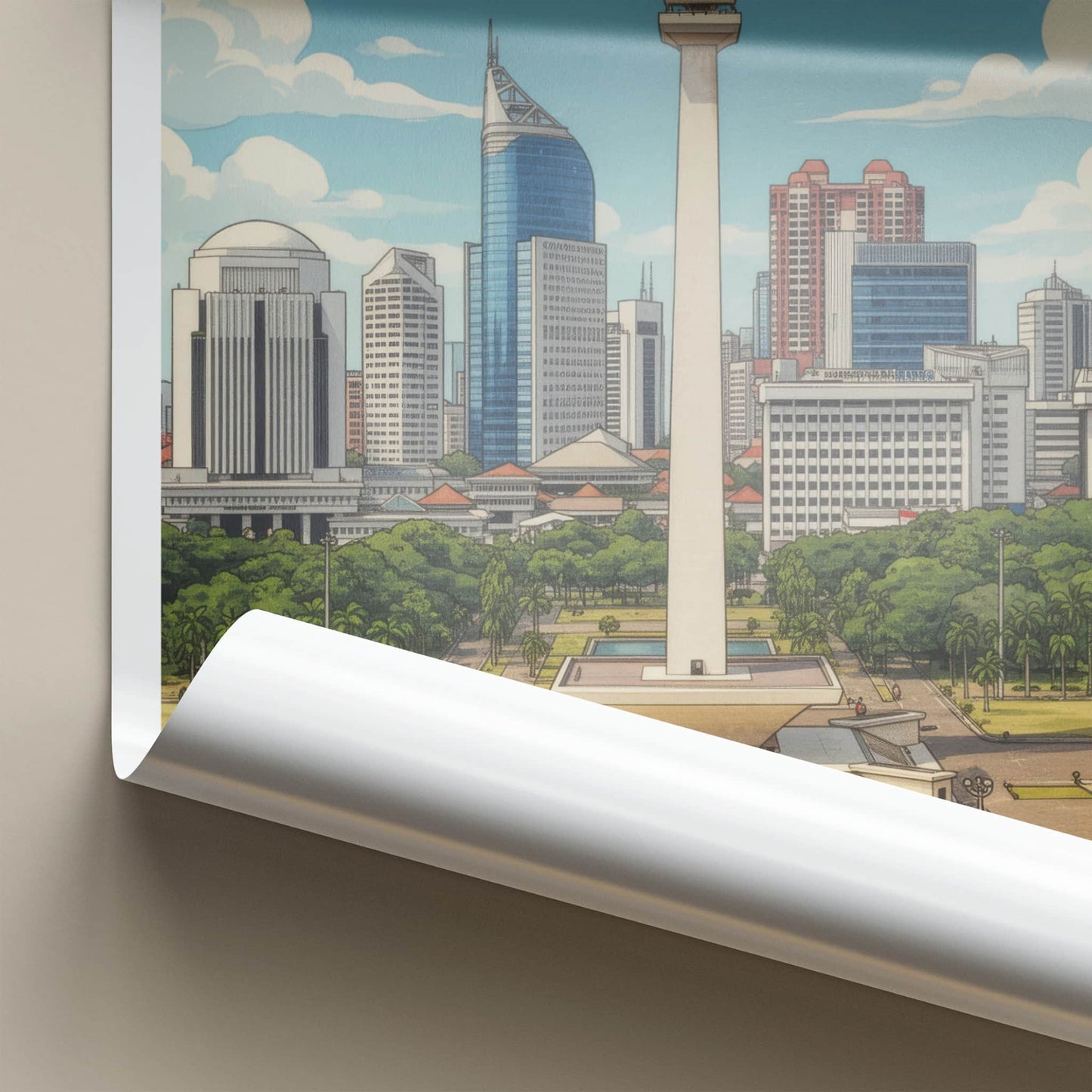 Jakarta Poster - Indonesia Travel Art - National Monument Skyline Home Decor