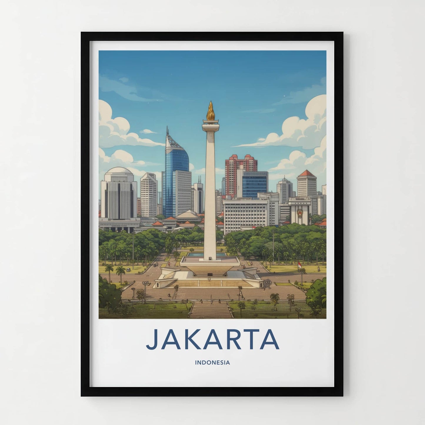 Jakarta Poster - Indonesia Travel Art - National Monument Skyline Home Decor