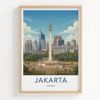 Jakarta Poster - Indonesia Travel Art - National Monument Skyline Home Decor