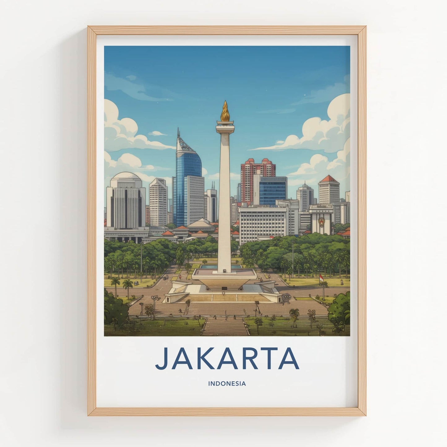 Jakarta Poster - Indonesia Travel Art - National Monument Skyline Home Decor