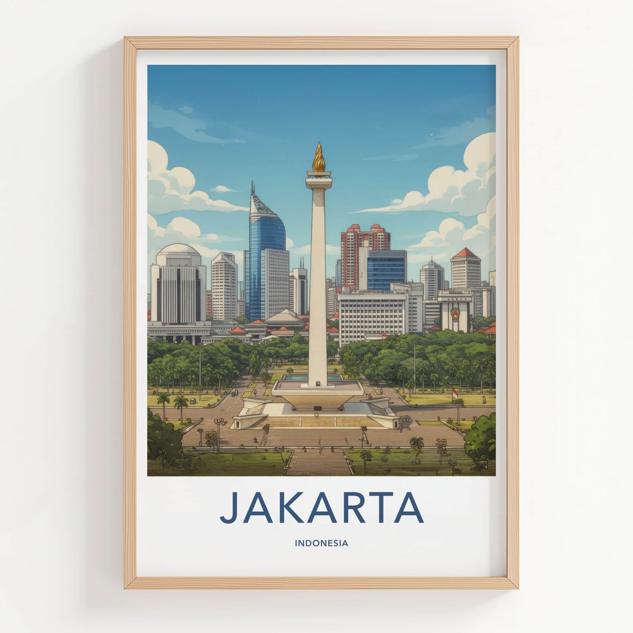 Jakarta Poster - Indonesia Travel Art - National Monument Skyline Home Decor