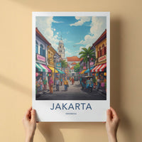 Jakarta Poster - Indonesia Travel Art - Vibrant Market Street Home Decor