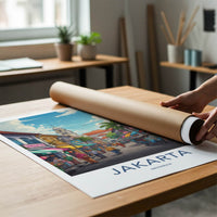 Jakarta Poster - Indonesia Travel Art - Vibrant Market Street Home Decor