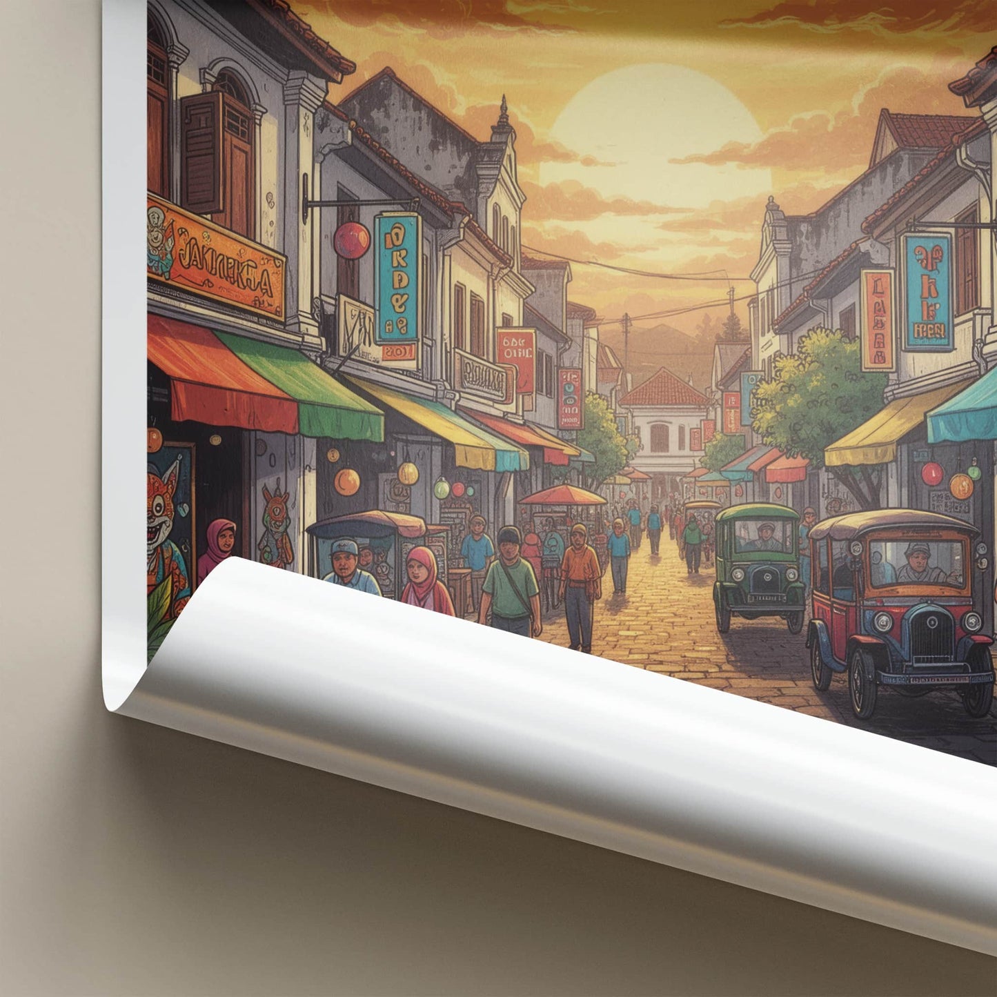 Jakarta Poster - Indonesia Travel Art - Vibrant Street Scene Home Decor