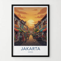 Jakarta Poster - Indonesia Travel Art - Vibrant Street Scene Home Decor