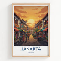 Jakarta Poster - Indonesia Travel Art - Vibrant Street Scene Home Decor