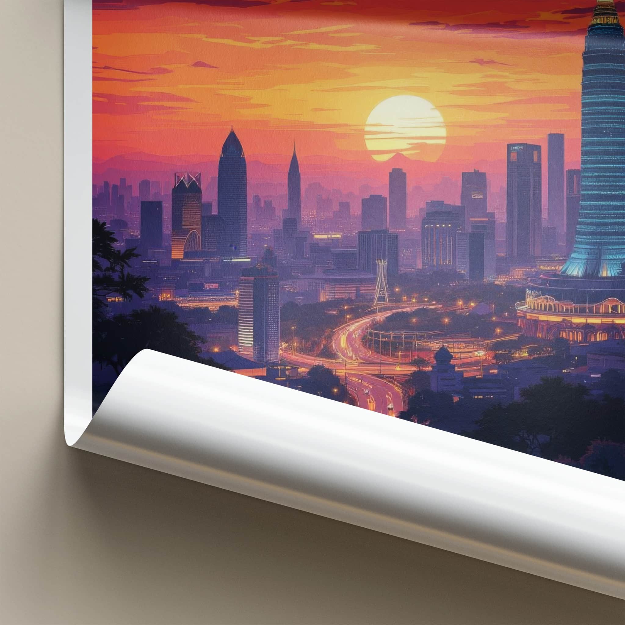 Jakarta Poster - Indonesia Travel Print - Vibrant City Sunset Gallery Art