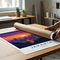 Jakarta Poster - Indonesia Travel Print - Vibrant City Sunset Gallery Art