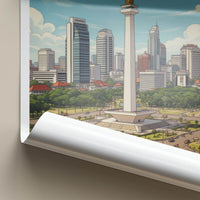 Jakarta Poster - Indonesia Wall Art - Monas Landmark City Home Decor