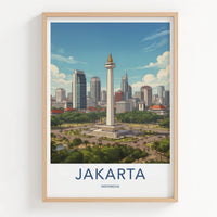 Jakarta Poster - Indonesia Wall Art - Monas Landmark City Home Decor