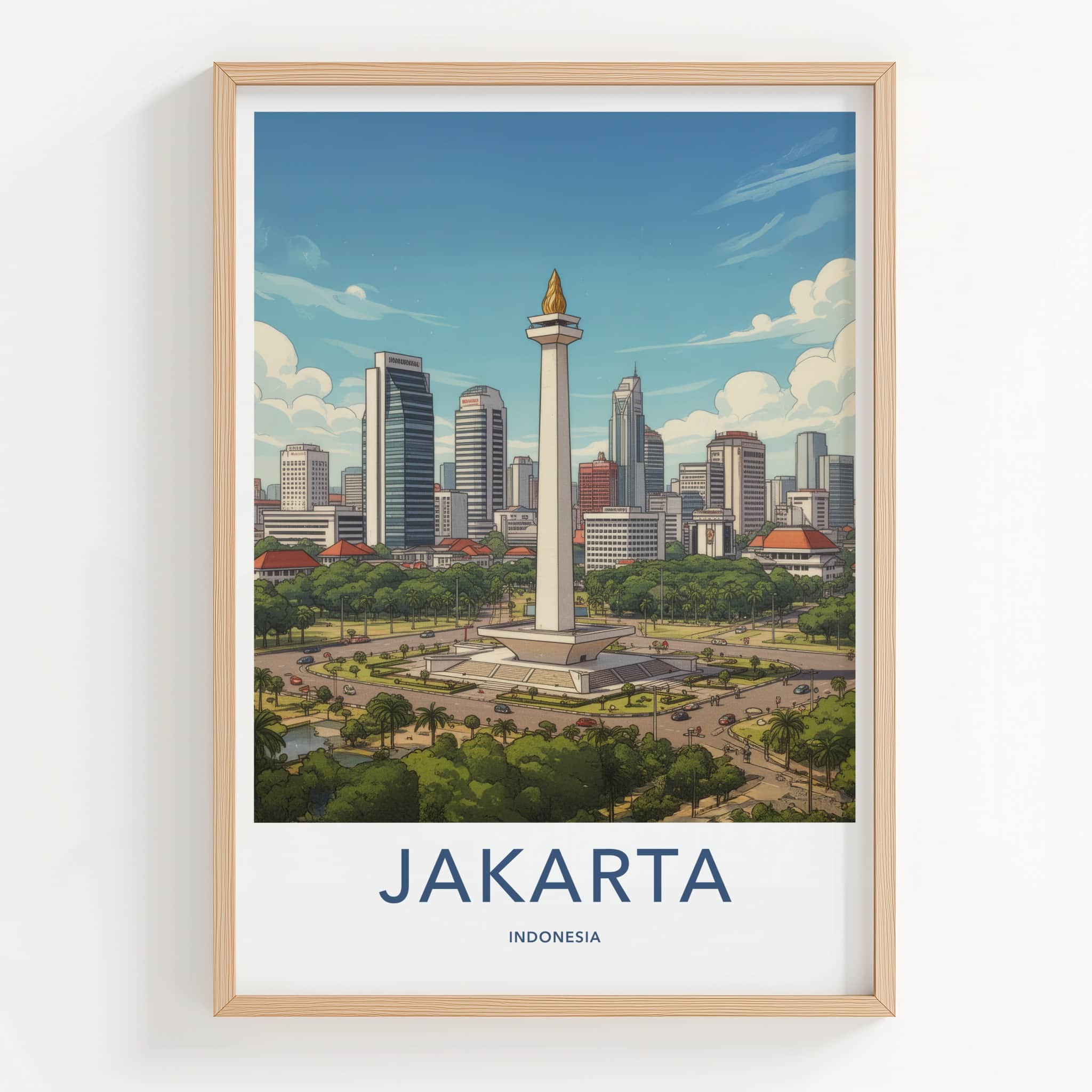 Jakarta Poster - Indonesia Wall Art - Monas Landmark City Home Decor
