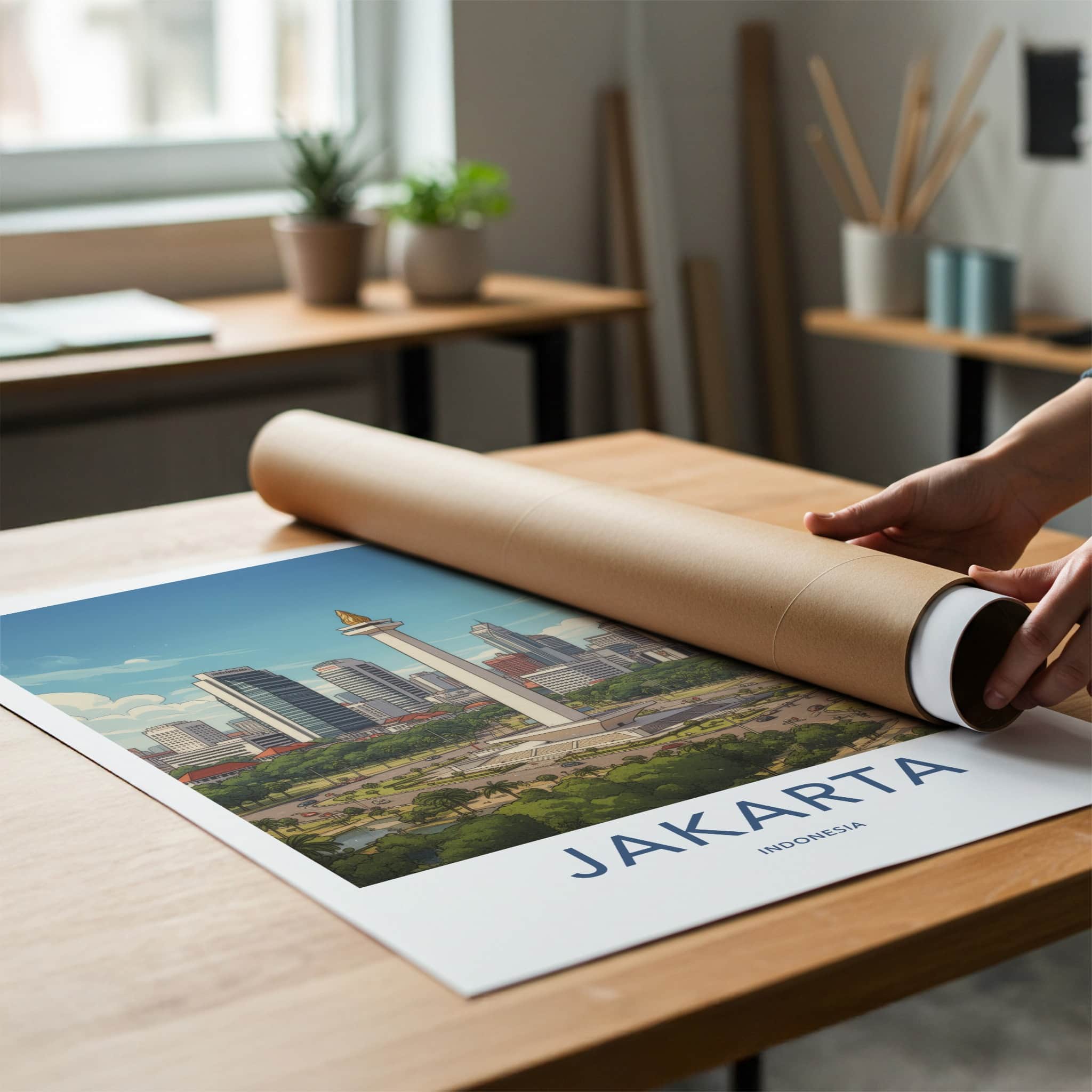 Jakarta Poster - Indonesia Wall Art - Monas Landmark City Home Decor