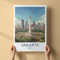 Jakarta Poster - Indonesia Wall Art - Monas Landmark City Home Decor