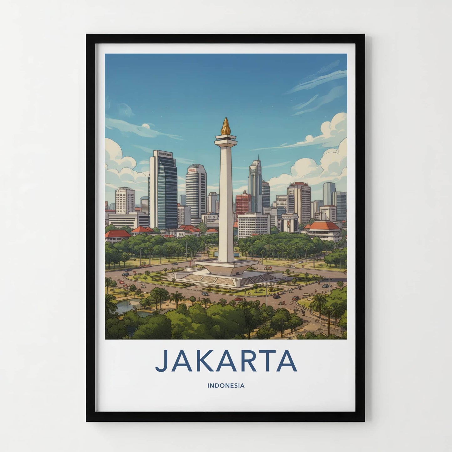 Jakarta Poster - Indonesia Wall Art - Monas Landmark City Home Decor