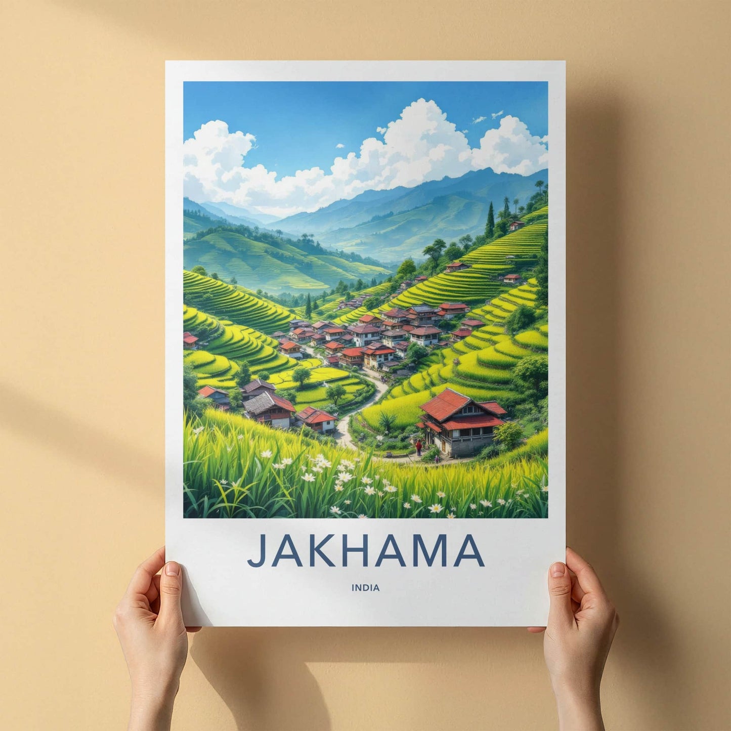 Jakhama Poster - India Art Print - Nagaland Terraced Rice Fields Gallery Art