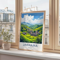 Jakhama Poster - India Travel Art - Nagaland Terraced Rice Village Home Decor