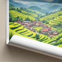 Jakhama Poster - India Travel Art - Nagaland Village Rice Terraces Home Decor