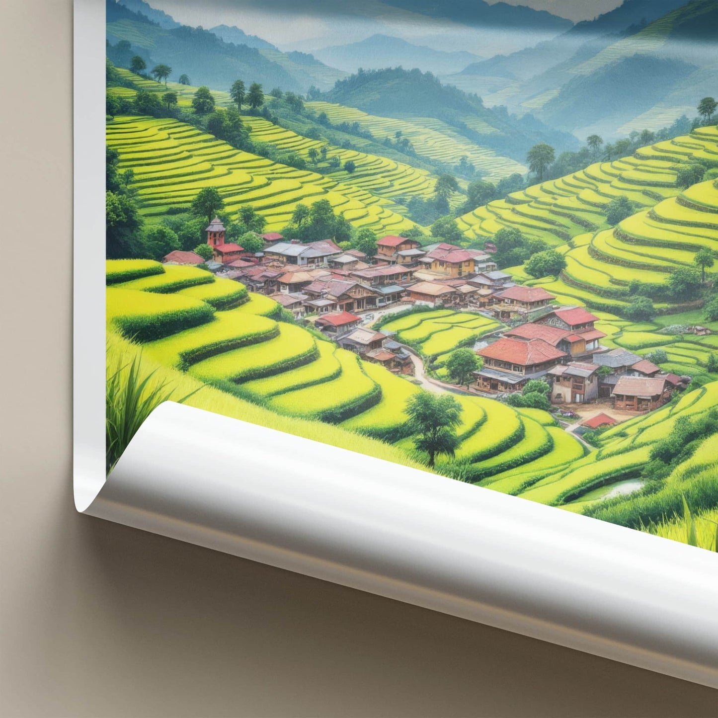Jakhama Poster - India Travel Art - Nagaland Village Rice Terraces Home Decor