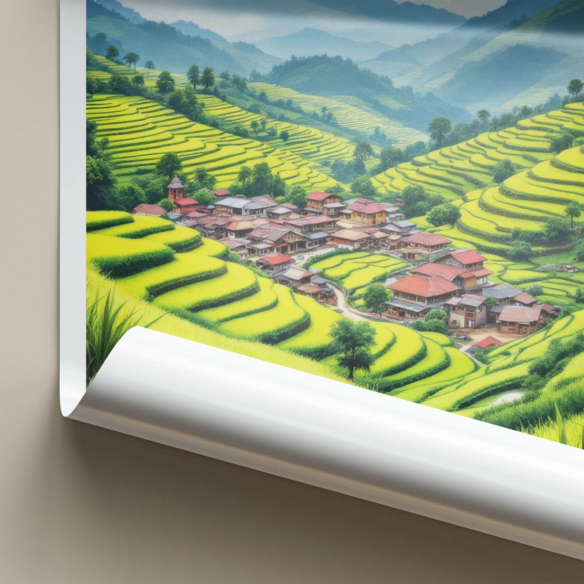 Jakhama Poster - India Travel Art - Nagaland Village Rice Terraces Home Decor