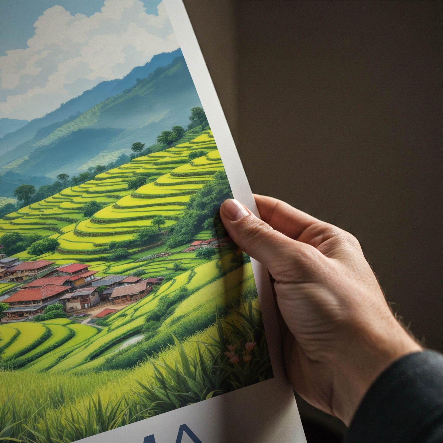 Jakhama Poster - India Travel Art - Nagaland Village Rice Terraces Home Decor