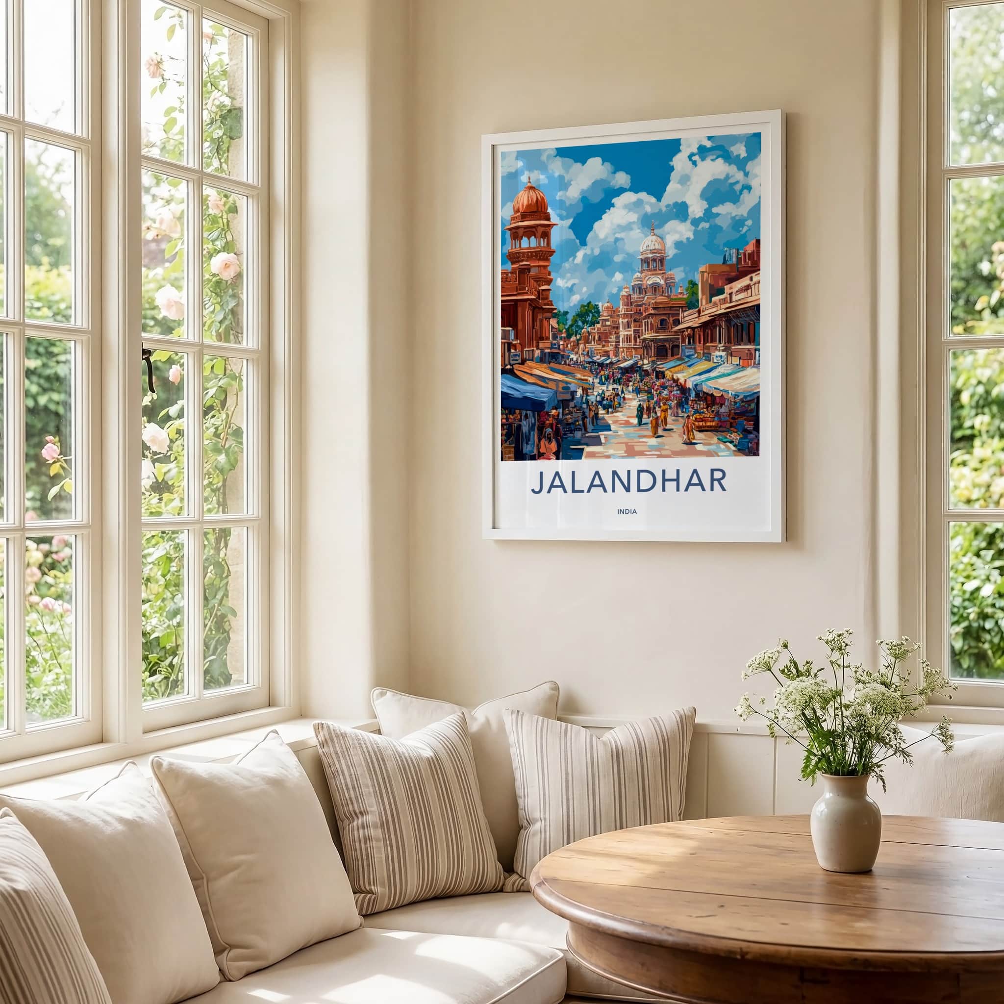 Jalandhar Poster - India Travel Art - Punjab Vibrant Market Scene Home Decor