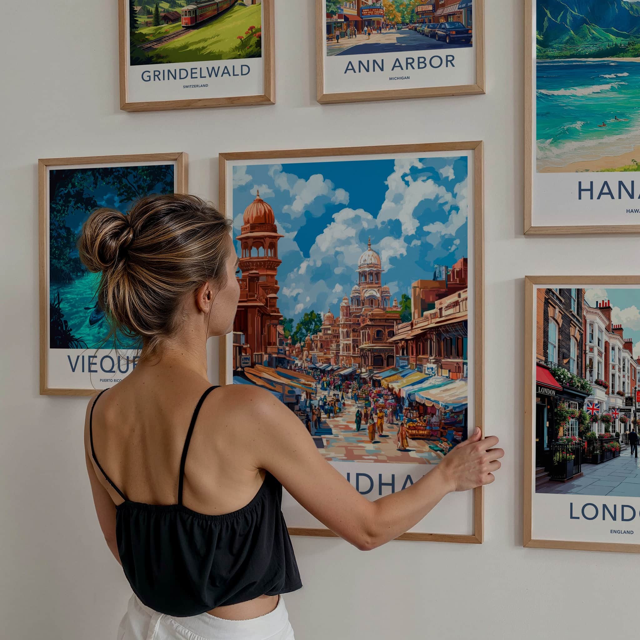 Jalandhar Poster - India Travel Art - Punjab Vibrant Market Scene Home Decor